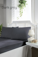Сатиновая простынь на резинке + наволочки Firstchoice Dark Grey 180x200+30