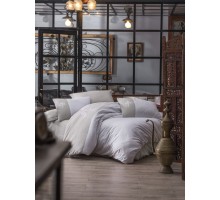 Постельное белье ранфорс с вышивкой Cotton Box Adel bej евро