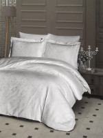 Жаккардовое постельное белье First Choice JS-146 Lamone krem евро