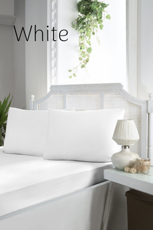 Сатиновая простынь на резинке + наволочки Firstchoice White 180x200+30